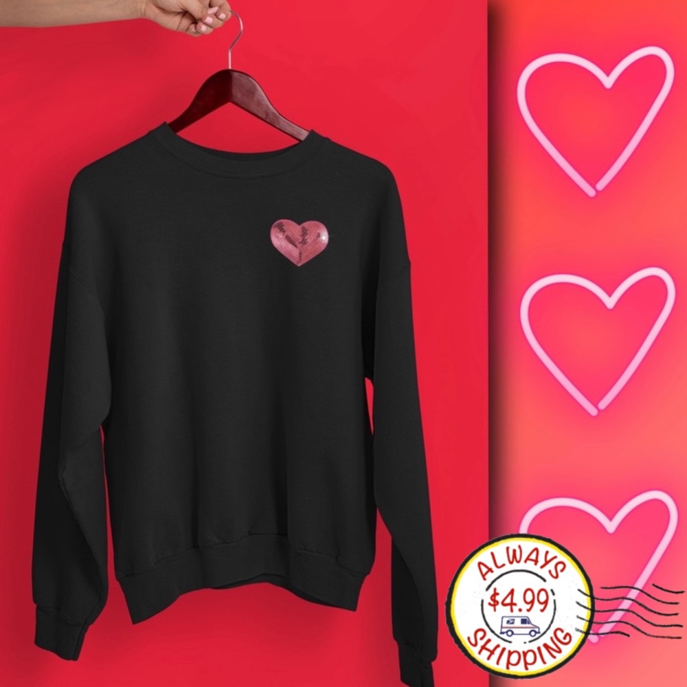Pink Sequin Heart Sweatshirt 💗